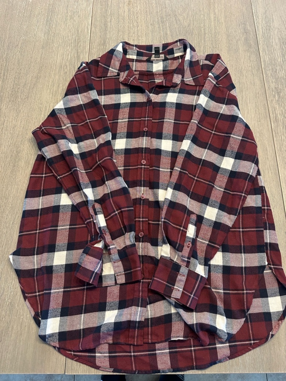 Banana Republic Burgundy, Navy & White Plaid Button-Down Shirt